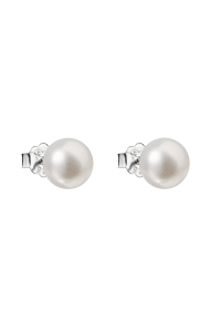 Obrázok pre Strieborné náušnice kôstky s bielou riečnou perlou 21042.1