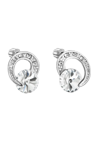 Obrázok pre Strieborné náušnice kôstky s kryštálmi Preciosa biele okrúhle 31239.1 crystal