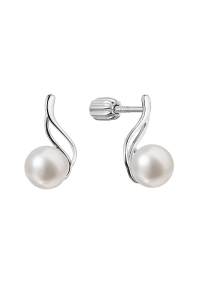 Obrázok pre Strieborné náušnice kôstky s riečnou perlou biela 21102.1B