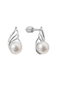 Obrázok pre Strieborné náušnice kôstky s riečnou perlou bielej 21093.1B
