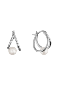Strieborné náušnice kruhy s bielou riečnou perlou 21130.1 Obrázok pre Strieborné náušnice kruhy s bielou riečnou perlou 21130.1