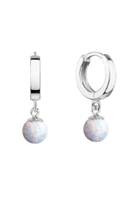 Strieborné náušnice kruhy s bielym syntetickým opálom 11404.1 white Obrázok pre Strieborné náušnice kruhy s bielym syntetickým opálom 11404.1 white