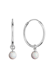 Strieborné náušnice kruhy s guličkou z bieleho syntetického opálu 11410.1 white Obrázok pre Strieborné náušnice kruhy s guličkou z bieleho syntetického opálu 11410.1 white