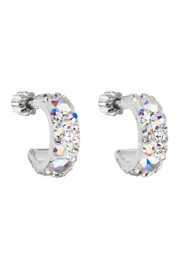 Strieborné náušnice kruhy s kryštálmi Swarovski ab efekt polkruh 31118.2 Obrázok pre Strieborné náušnice kruhy s kryštálmi Swarovski ab efekt polkruh 31118.2