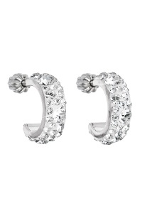 Strieborné náušnice kruhy s kryštálmi Swarovski biele polkruh 31118.1 kryštál Obrázok pre Strieborné náušnice kruhy s kryštálmi Swarovski biele polkruh 31118.1 kryštál