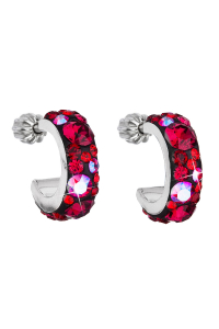 Strieborné náušnice kruhy s kryštálmi Swarovski červený polkruh 31118.3 cherry Obrázok pre Strieborné náušnice kruhy s kryštálmi Swarovski červený polkruh 31118.3 cherry