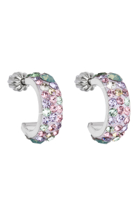 Strieborné náušnice kruhy s kryštálmi Swarovski mix farieb polkruh 31118.3 Sakura Obrázok pre Strieborné náušnice kruhy s kryštálmi Swarovski mix farieb polkruh 31118.3 Sakura