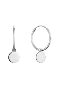 Strieborné náušnice kruhy s lesklou placičkou 61058 Obrázok pre Strieborné náušnice kruhy s lesklou placičkou 61058