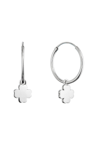 Strieborné náušnice kruhy so štvorlístkami 61057 Obrázok pre Strieborné náušnice kruhy so štvorlístkami 61057