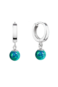 Strieborné náušnice kruhy so zeleným syntetickým opálom 11404.3 green Obrázok pre Strieborné náušnice kruhy so zeleným syntetickým opálom 11404.3 green