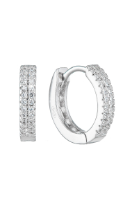 Strieborné náušnice kruhy so zirkónom v bielej farbe 11238.1 Obrázok pre Strieborné náušnice kruhy so zirkónom v bielej farbe 11238.1