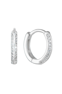 Strieborné náušnice kruhy so zirkónom v bielej farbe 11253.1 Obrázok pre Strieborné náušnice kruhy so zirkónom v bielej farbe 11253.1