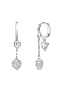 Strieborné náušnice krúžky s visiacim srdiečkom so zirkónmi 11427.1 Obrázok pre Strieborné náušnice krúžky s visiacim srdiečkom so zirkónmi 11427.1