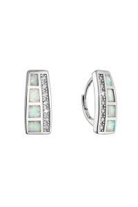 Strieborné náušnice luxusné so syntetickým opálom a zirkónmi 11535.1 white Obrázok pre Strieborné náušnice luxusné so syntetickým opálom a zirkónmi 11535.1 white
