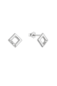 Strieborné náušnice malé kosoštvorčeky so zirkónmi 11526.1 crystal Obrázok pre Strieborné náušnice malé kosoštvorčeky so zirkónmi 11526.1 crystal