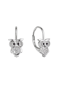 Strieborné náušnice malej sovy so zirkónmi 11501.1 crystal Obrázok pre Strieborné náušnice malej sovy so zirkónmi 11501.1 crystal