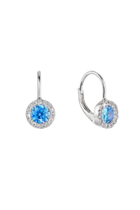 Strieborné náušnice okrúhle so zirkónmi 11475.3 aqua Obrázok pre Strieborné náušnice okrúhle so zirkónmi 11475.3 aqua