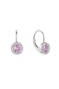 Strieborné náušnice okrúhle so zirkónmi 11475.3 rose Obrázok pre Strieborné náušnice okrúhle so zirkónmi 11475.3 rose