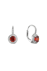 Strieborné náušnice okrúhle so zirkónmi 11637.3 garnet Obrázok pre Strieborné náušnice okrúhle so zirkónmi 11637.3 garnet