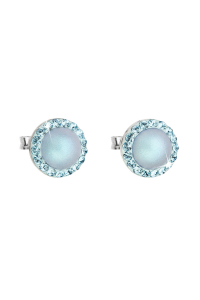 Strieborné náušnice pecka s kryštálmi Swarovski a svetlo modrou matnou perlou okrúhle 31214.3 Obrázok pre Strieborné náušnice pecka s kryštálmi Swarovski a svetlo modrou matnou perlou okrúhle 31214.3