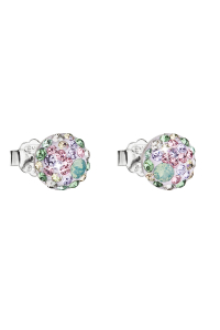 Strieborné náušnice pecka s kryštálmi Swarovski mix farieb okrúhle 31136.3 sakura Obrázok pre Strieborné náušnice pecka s kryštálmi Swarovski mix farieb okrúhle 31136.3 sakura