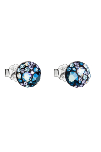Strieborné náušnice pecka s kryštálmi Swarovski modré okrúhle 31136.3 blue style Obrázok pre Strieborné náušnice pecka s kryštálmi Swarovski modré okrúhle 31136.3 blue style