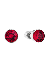 Obrázok pre Strieborné náušnice pecka so Swarovski kryštálmi červené okrúhle 31113.3 ruby