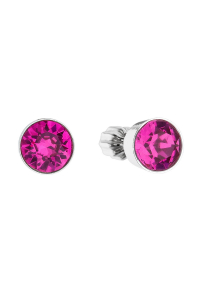 Obrázok pre Strieborné náušnice pecka so Swarovski kryštálmi ružové okrúhle 31113.3 fuchsia