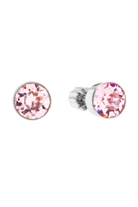 Obrázok pre Strieborné náušnice pecka so Swarovski kryštálmi ružové okrúhle 31113.3 light rose