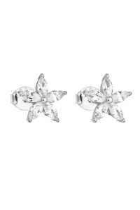 Strieborné náušnice pecka so zirkónom biela kvietka 11069.1 Obrázok pre Strieborné náušnice pecka so zirkónom biela kvietka 11069.1