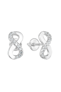 Strieborné náušnice pecka so zirkónom biele nekonečno 11255.1 Obrázok pre Strieborné náušnice pecka so zirkónom biele nekonečno 11255.1