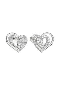Strieborné náušnice pecka so zirkónom biele srdce 11115.1 Obrázok pre Strieborné náušnice pecka so zirkónom biele srdce 11115.1