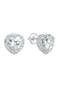 Strieborné náušnice pecka so zirkónom biele srdce 11276.1 Obrázok pre Strieborné náušnice pecka so zirkónom biele srdce 11276.1