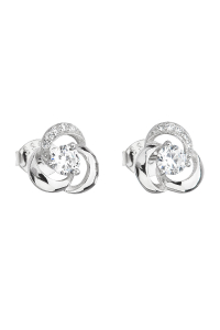 Strieborné náušnice pecka so zirkónom v bielej farbe 11006.1 Obrázok pre Strieborné náušnice pecka so zirkónom v bielej farbe 11006.1
