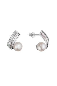 Strieborné náušnice s bielou riečnou perlou a perleťou 21112.1 Obrázok pre Strieborné náušnice s bielou riečnou perlou a perleťou 21112.1