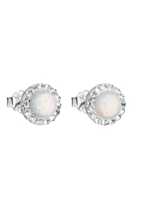 Strieborné náušnice s opálom a Preciosa kryštály 31217.1 biele Obrázok pre Strieborné náušnice s opálom a Preciosa kryštály 31217.1 biele