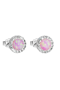 Strieborné náušnice s opálom a Preciosa kryštály 31217.1 ružové Obrázok pre Strieborné náušnice s opálom a Preciosa kryštály 31217.1 ružové