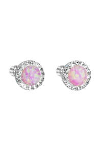 Strieborné náušnice s opálom a Preciosa kryštály 31317.1 ružové Obrázok pre Strieborné náušnice s opálom a Preciosa kryštály 31317.1 ružové