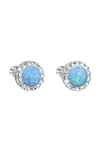 Strieborné náušnice s opálom a Preciosa kryštály 31317.1 svetlo modré Obrázok pre Strieborné náušnice s opálom a Preciosa kryštály 31317.1 svetlo modré