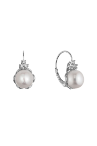 Strieborné náušnice s riečnou perlou usadenou v kvietku 21108.1 Obrázok pre Strieborné náušnice s riečnou perlou usadenou v kvietku 21108.1