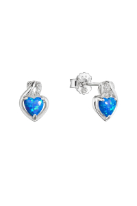 Strieborné náušnice srdca z modrého syntetického opálu a zirkónmi 11469.3 blue Obrázok pre Strieborné náušnice srdca z modrého syntetického opálu a zirkónmi 11469.3 blue
