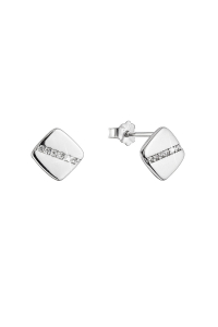 Strieborné náušnice štvorčeky so zirkónmi 11522.1 crystal Obrázok pre Strieborné náušnice štvorčeky so zirkónmi 11522.1 crystal