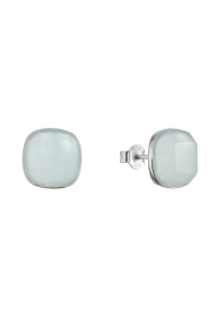 Obrázok pre Strieborné náušnice štvorec s akvamarínom 11729.3