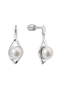 Obrázok pre Strieborné náušnice visiaca slza s riečnou perlou biela 21080.1B