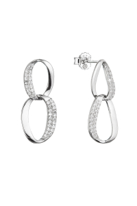 Strieborné náušnice visiace oválky so zirkónmi bielej 11449.1 Obrázok pre Strieborné náušnice visiace oválky so zirkónmi bielej 11449.1