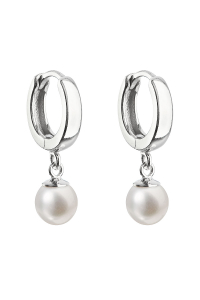 Obrázok pre Strieborné náušnice visiace s bielou riečnou perlou 21008.1