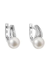 Obrázok pre Strieborné náušnice visiace s bielou riečnou perlou 21025.1