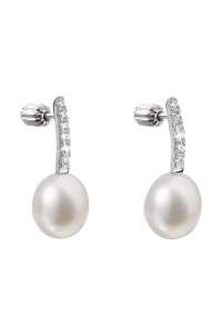Obrázok pre Strieborné náušnice visiace s bielou riečnou perlou 21034.1B
