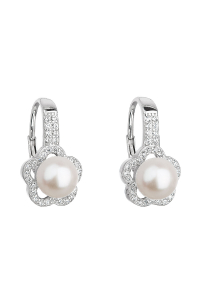 Obrázok pre Strieborné náušnice visiace s bielou riečnou perlou 21046.1