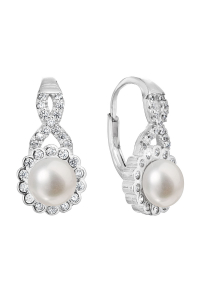 Obrázok pre Strieborné náušnice visiace s bielou riečnou perlou 21049.1